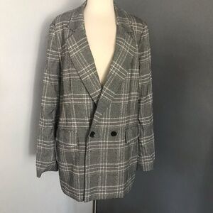 Free People Plaid Sporty Oversize Uptown Blazer